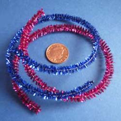 2 Pieces of Wired Tinsel 12" Long - Fushia & Blue